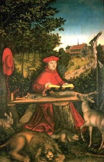 Lucas  Cranach Cranach lucas der aeltere kardinal albrecht von brandenburg. France oil painting art